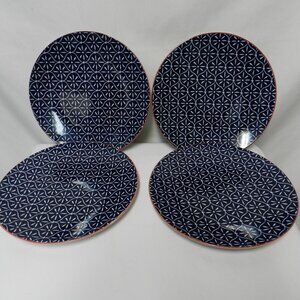 Better Home & Garden PIERS BLUE Ceramic Dinner Plate Set 4 micro dish oven NEW